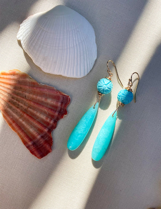 Coastal Collection • Amazonite + Carved Howlite Drops