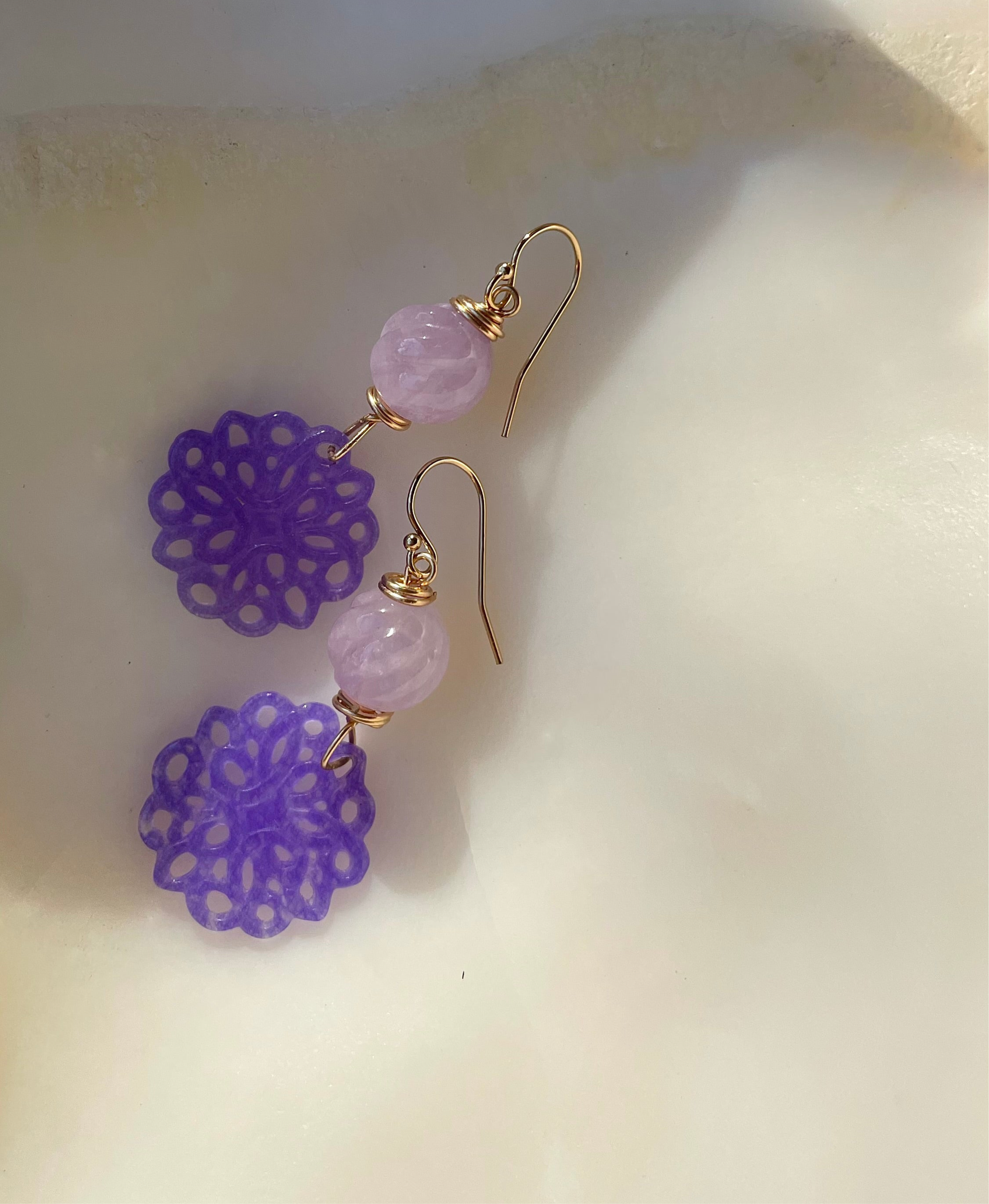 Atlas Collection + Carved Jade + Carved Pink Amethyst