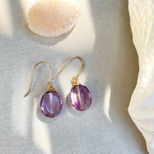 Coastal collection • Large Faceted Amethyst Drop Earrings.