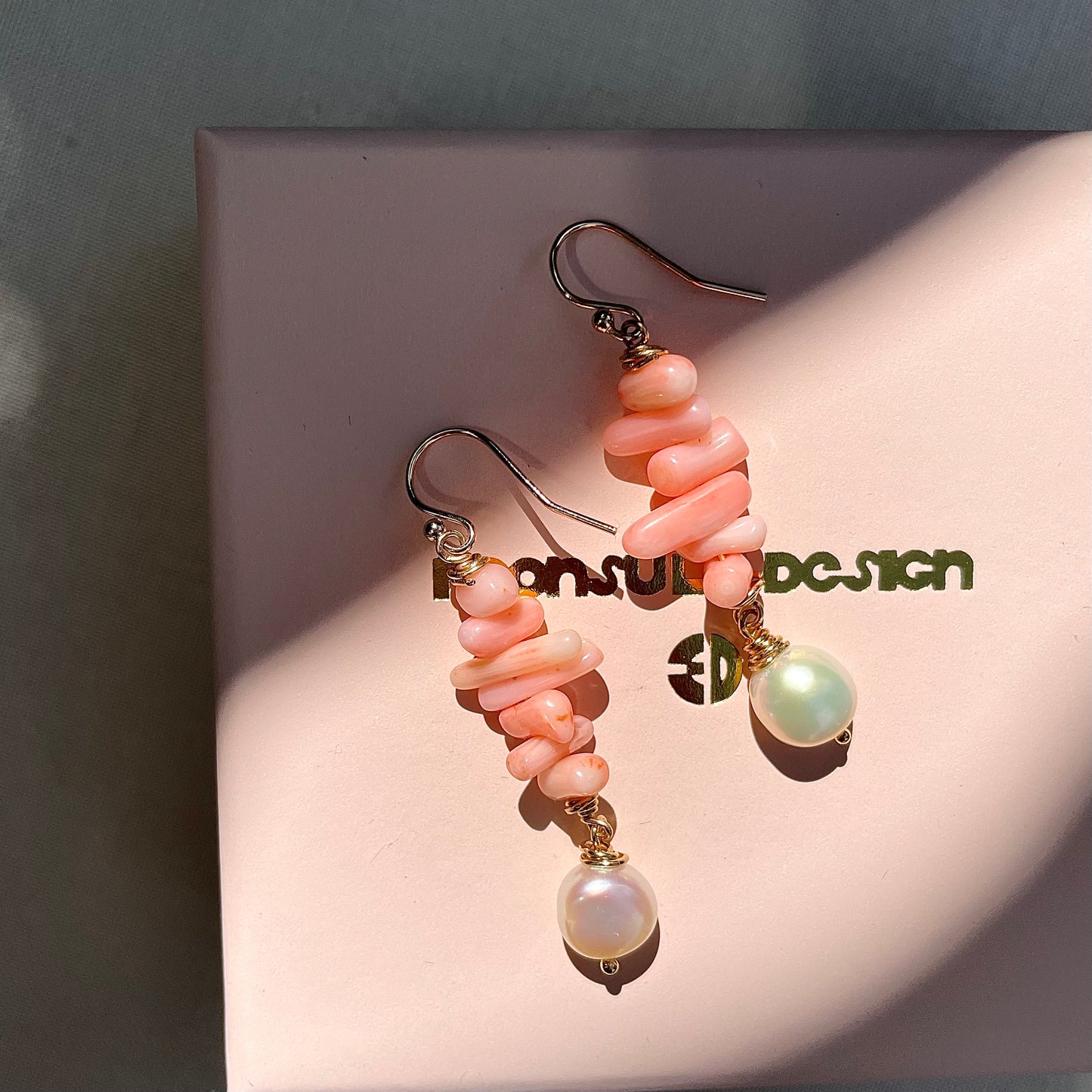 Coastal Collection • Coral & Pearl Twist Drops