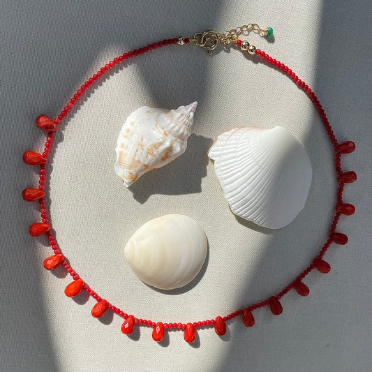 Coastal Collection • Crimson Coral Briolette Necklace