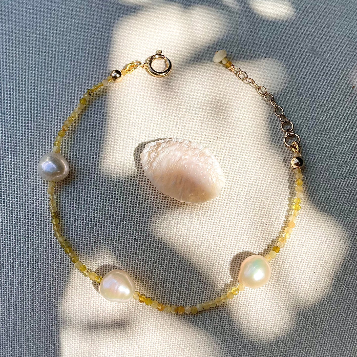 Coastal Collection • Yellow Opal & Baroque Pearl Isla Bracelet