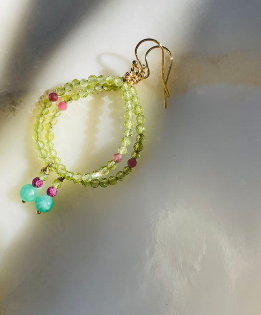Siren Collection • Ruby, Pink Tourmaline, Jade & Peridot Drops.