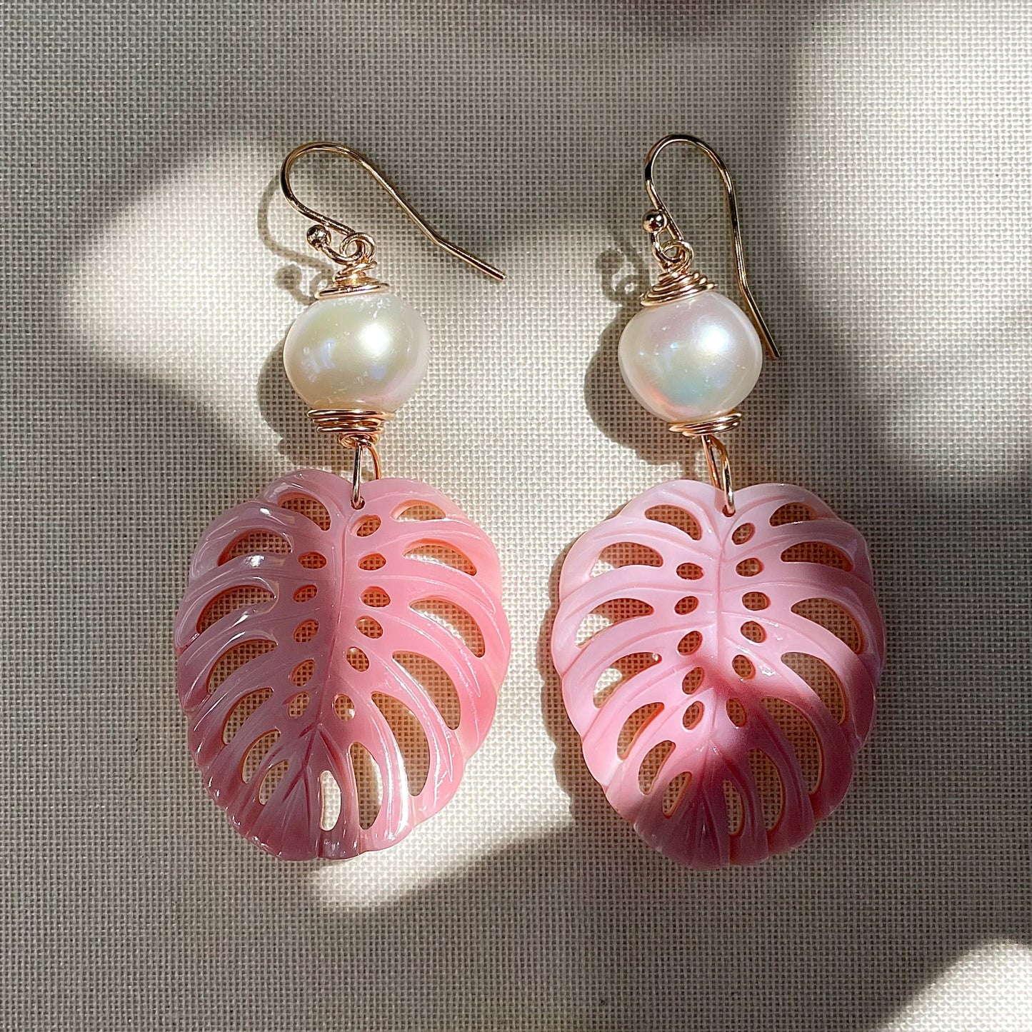 Coastal Collection • Carved Shell & Freshwater Pearl Drop Earrings