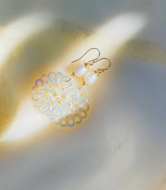 Coastal Collection • Shell & Pearl Mandala Drops