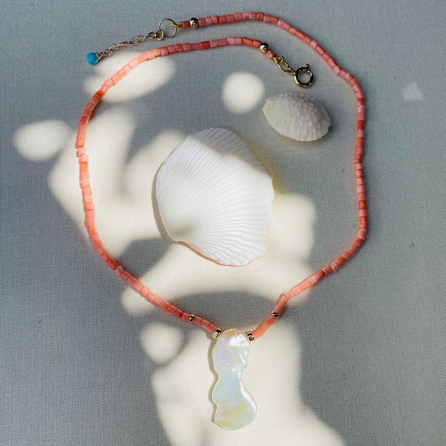 Coastal Collection •  Coral & Keshi Fuchsia Necklace