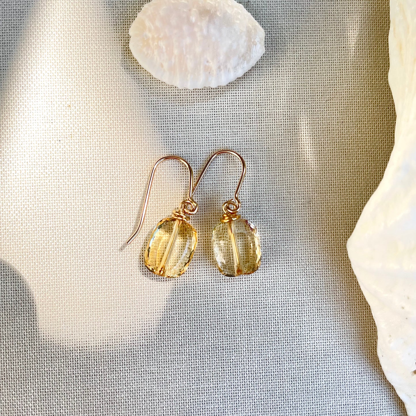 Coastal Collection • Citrine Solitaire Drop Earrings.