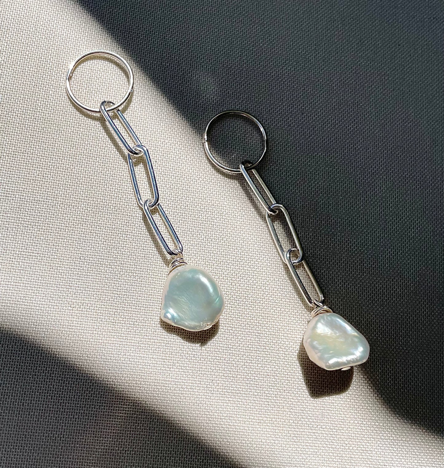 Coastal Collection • keshi pearl linear hoop earrings