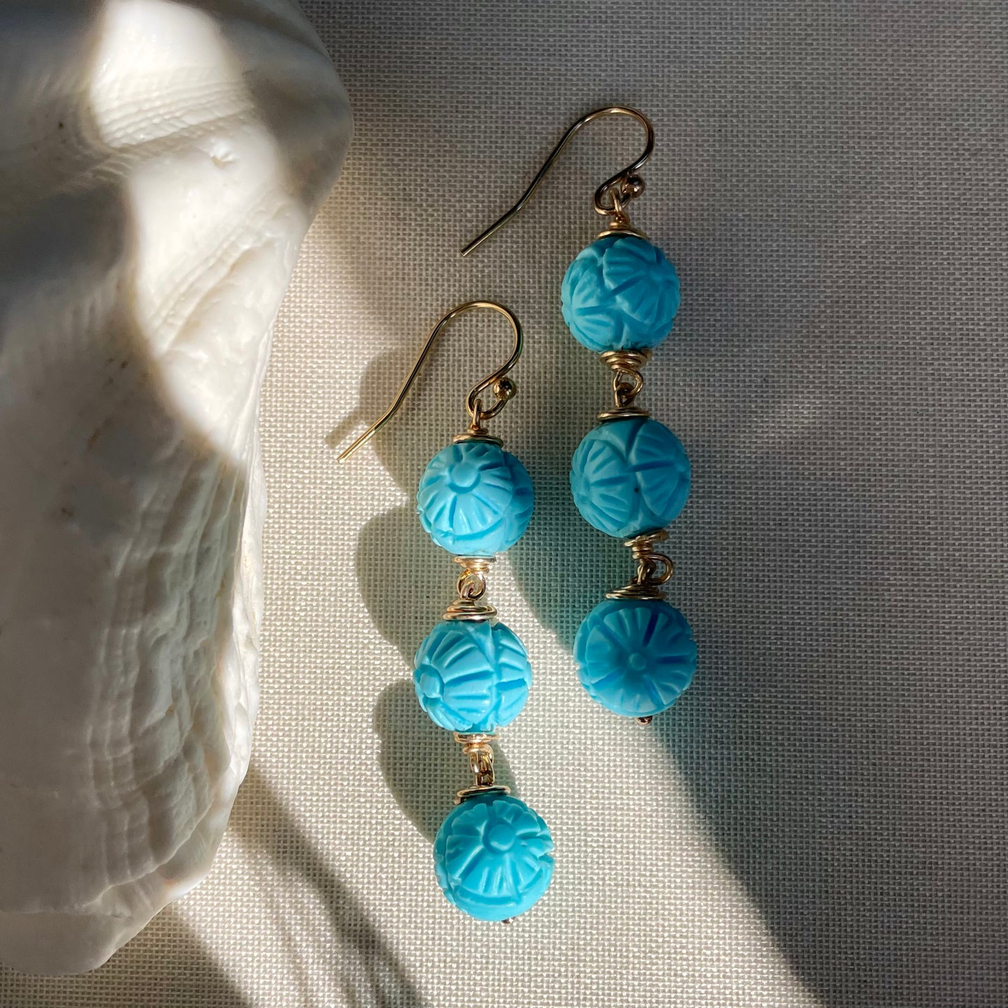 Coastal Collection • Carved Howlite Cyan Drops.