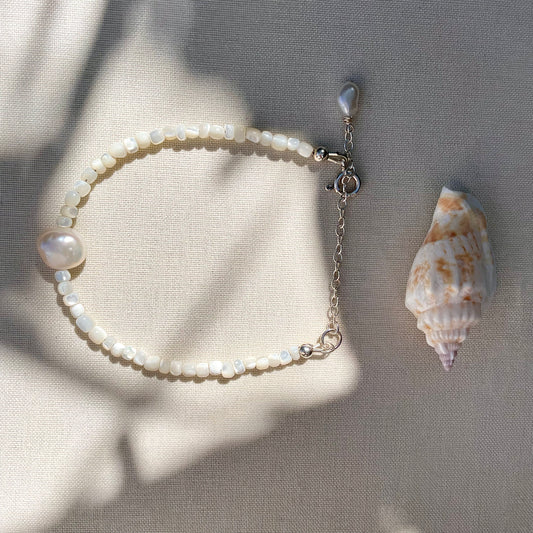 Coastal Collection • Baroque Pearl & Mother of Pearl Luna Bracelet.