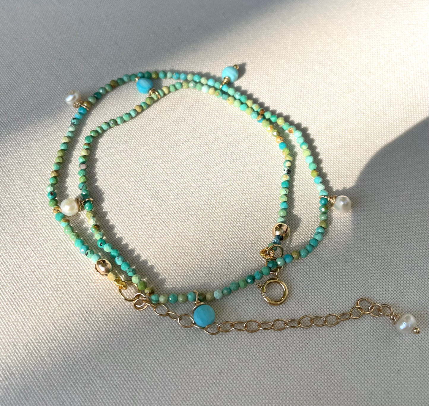 Siren Collection • Turquoise & Pearl Double Wrap Bracelet