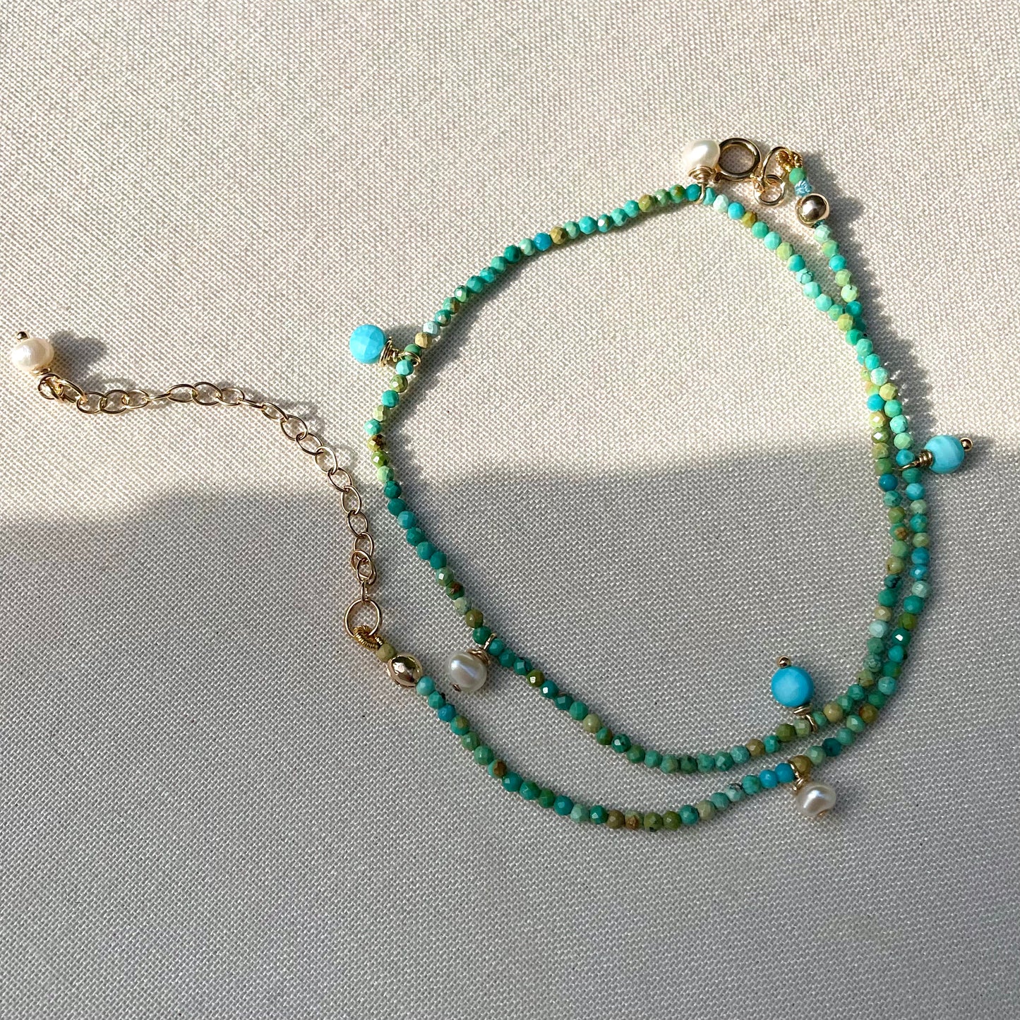 Siren Collection • Turquoise & Pearl Double Wrap Bracelet