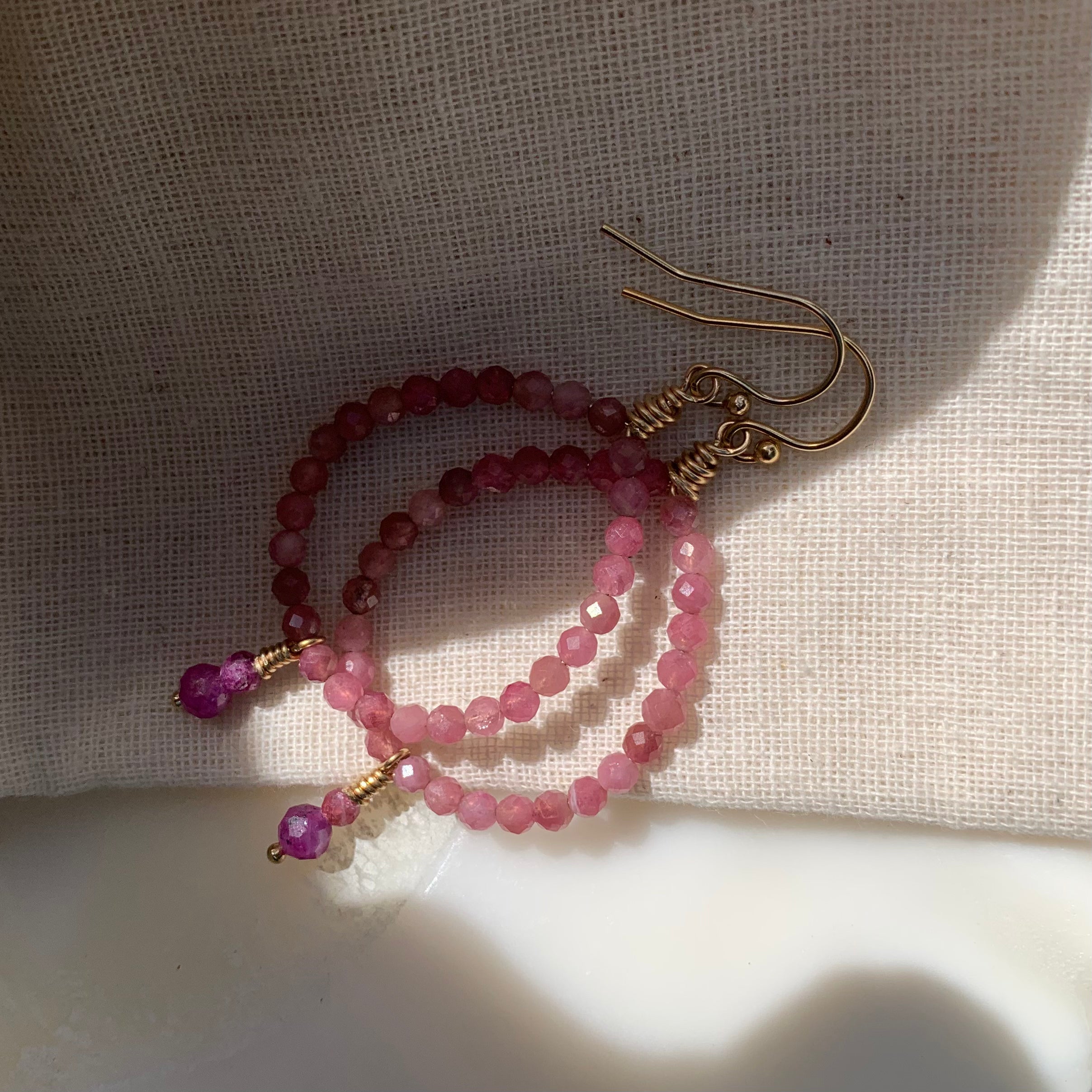 Siren Collection • Ruby & Pink Tourmaline Drop Earrings.